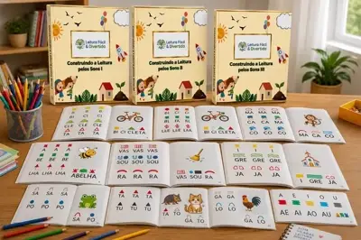 Família utilizando o material de leitura em casa